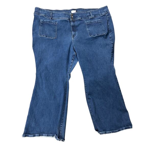 Lane Bryant Flare‎ Jeans 38/40 Flex Magic Waist Dark Wash Ultra High Rise Plus - Picture 1 of 7